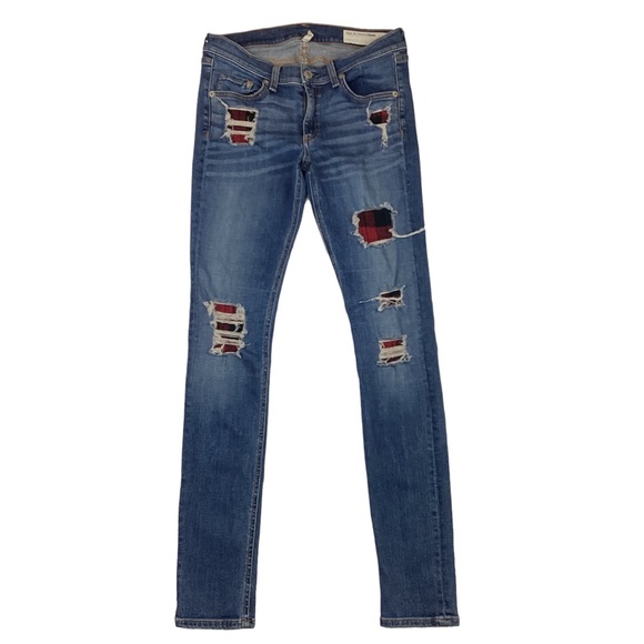 Rag & Bone Skinny Jeans Sloan Plaid Repair - Picture 2 of 13